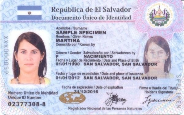 DUI Salvadoreño